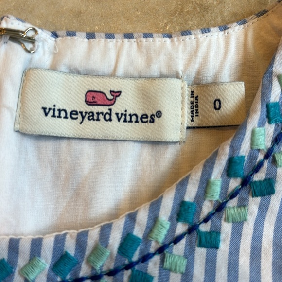 Vineyard Vines Pop Embroidered Shift Dress Blue and Green Size 0 - Picture 4 of 6